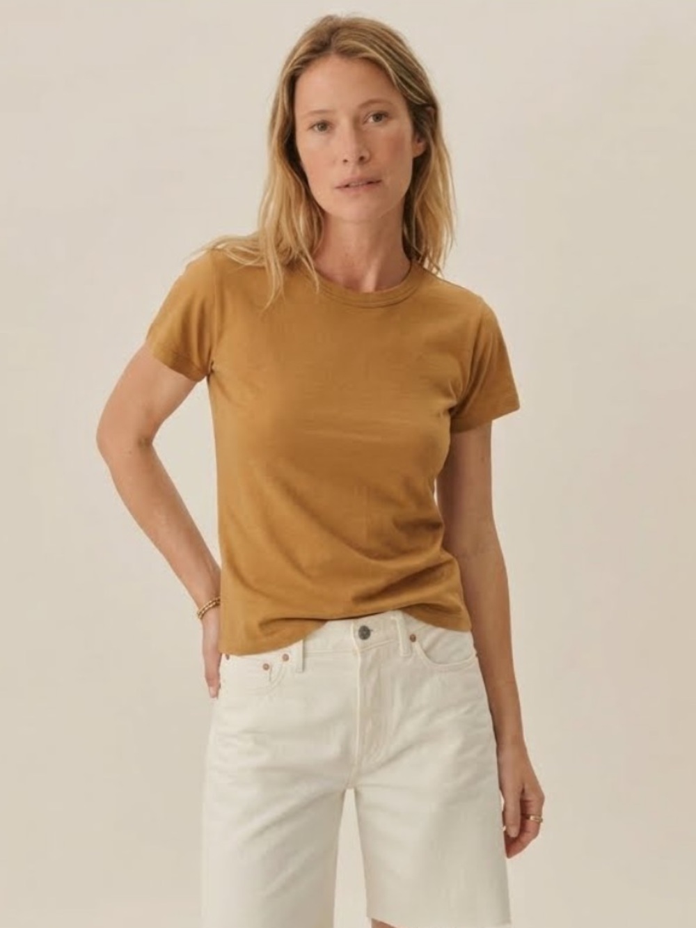 Buck Mason burnt olive Venice wash Pima slim crew neck tee shirt size M